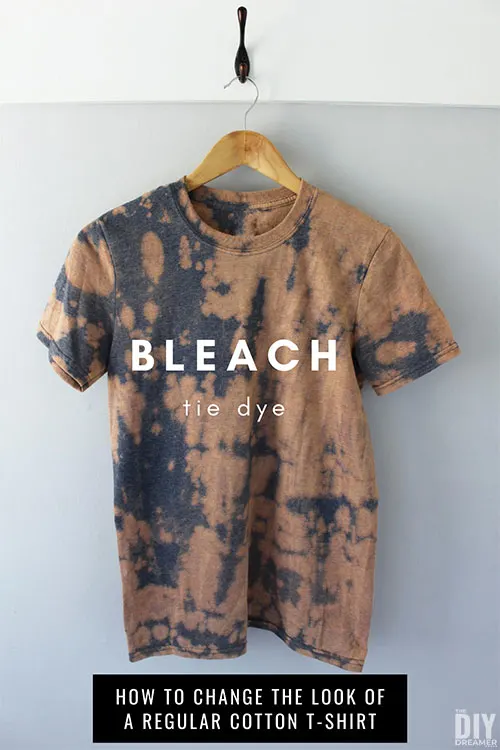 Heathered blue t-shirt with bleach tie-dye.