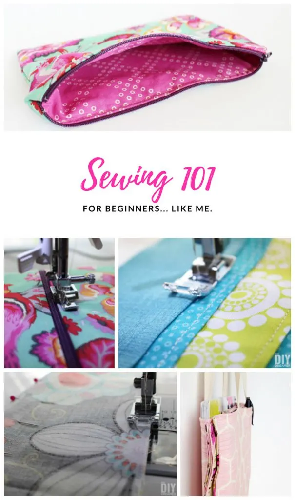 Sewing 101 for beginners like me. A sewing guide for beginners that includes a dictionary with pics, demonstrates how to install a zipper and lots in between. Great resource! #sewing #sewing101 #sewingguide #sewingtutorial #learntosew