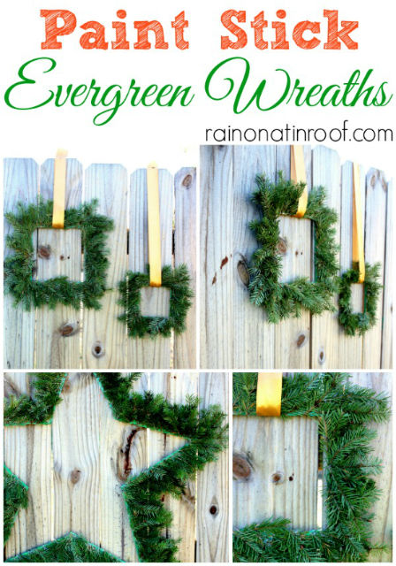 Paint Stick Evergreen Wreaths - How to make Evergreen Wreaths with paint sticks