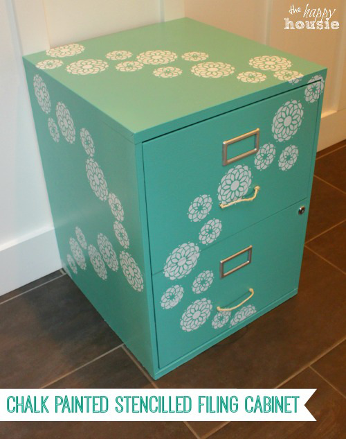 Flowered Chalk Painted Stencilled Filing Cabinet
