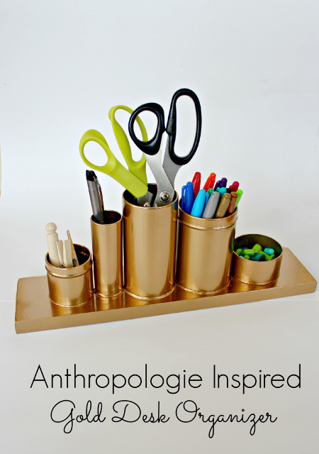 Anthropologie Inspired Gold Pencil Holder - Desk Organizer