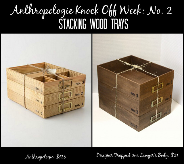 Anthropologie Stacking Wood Trays