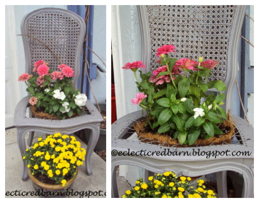 Recycled Chair as Flower Pot - Chair Planter