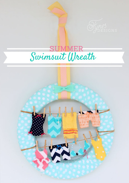 Summer Wreath Idea- Swimsuits on the Clothesline