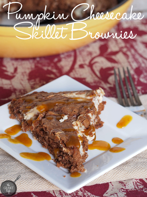 Pumpkin Cheesecake Skillet Brownies