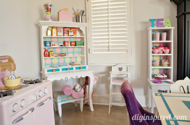 DIY Play Kitchen Hutch with Thrift Store Finds