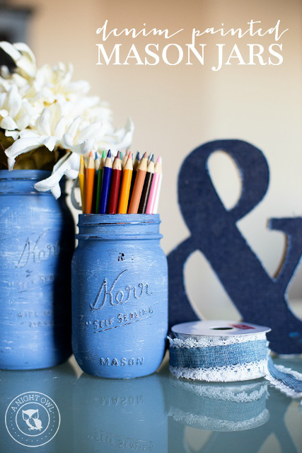 Denim Painted Mason Jars