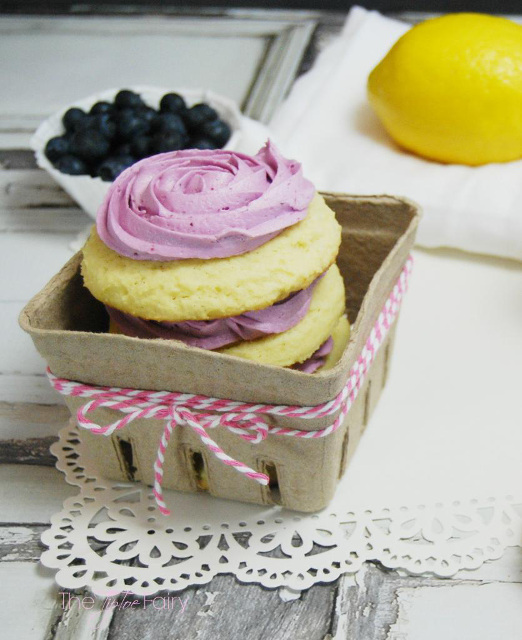 Lemon Sugar Cookies with Blueberry Frosting