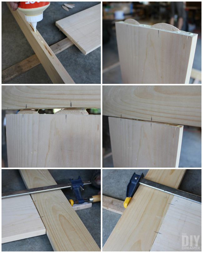 Gluing together a screen door.