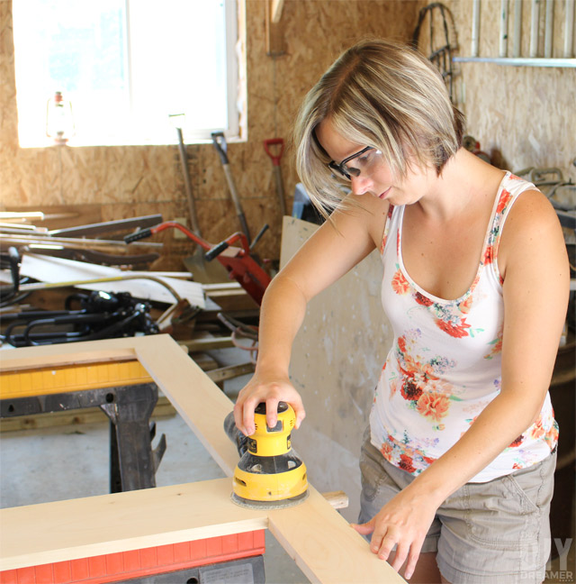 Sanding the door