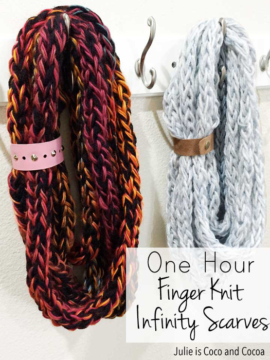 One-Hour Finger Knit Infinity Scarves