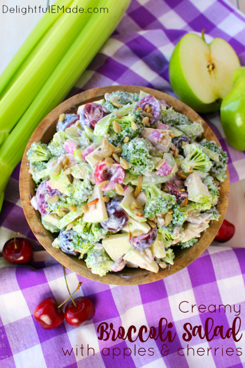 Creamy Broccoli Salad with Apples and Cherries