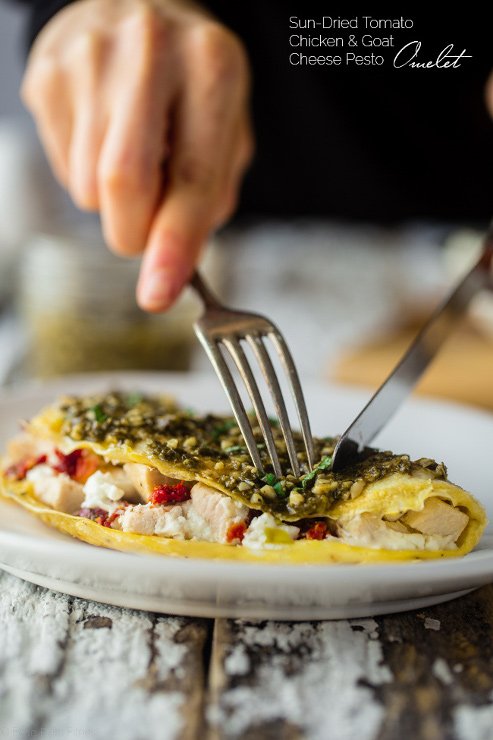 Pesto Egg White Omelette Goat Cheese