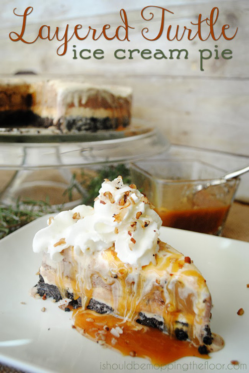 Layered Turtle Ice Cream Pie