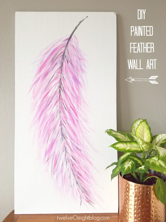 DIY Painted Feather Wall Art