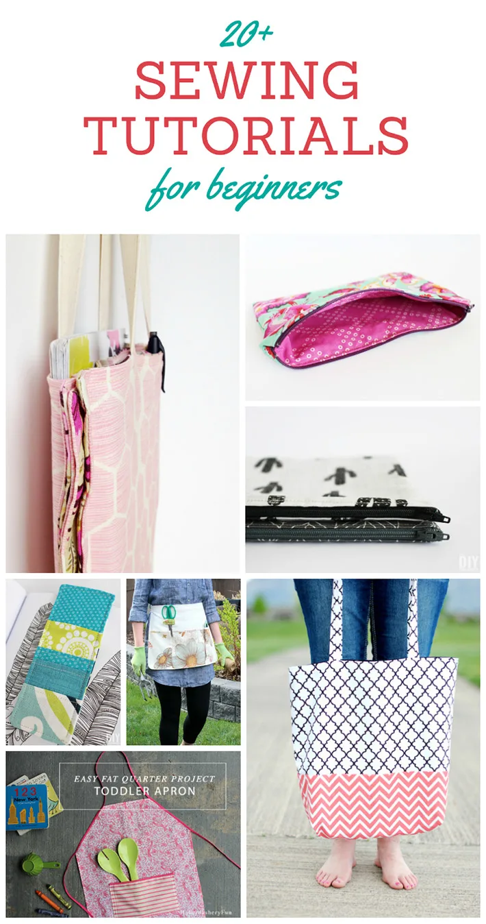 20+ Sewing Tutorials for Beginners. A great collection of sewing tutorials that are perfect for beginners. Happy sewing!