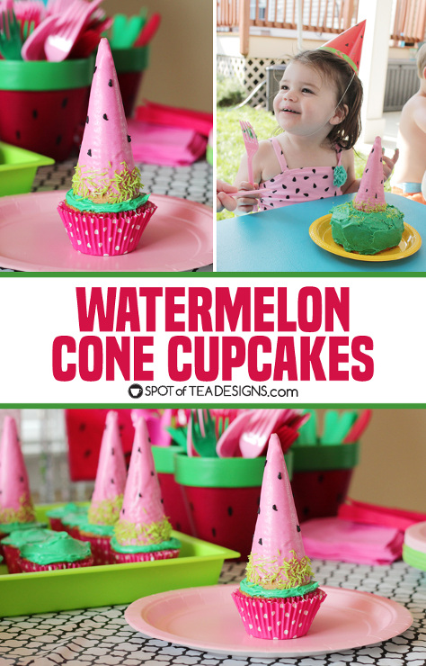 Chocolate Covered Watermelon Cone Cupcakes