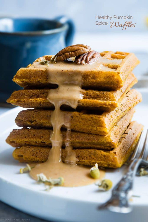 Paleo Waffles with Pumpkin Spice Cream Sauce