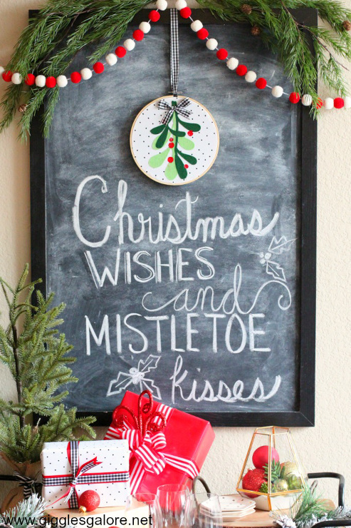 Mistletoe Embroidery Hoop Art