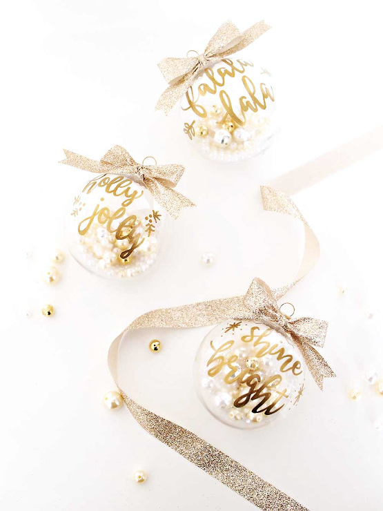 DIY Gold Hand Lettering Christmas Ornaments