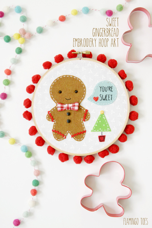 Sweet Gingerbread Embroidery Hoop Art