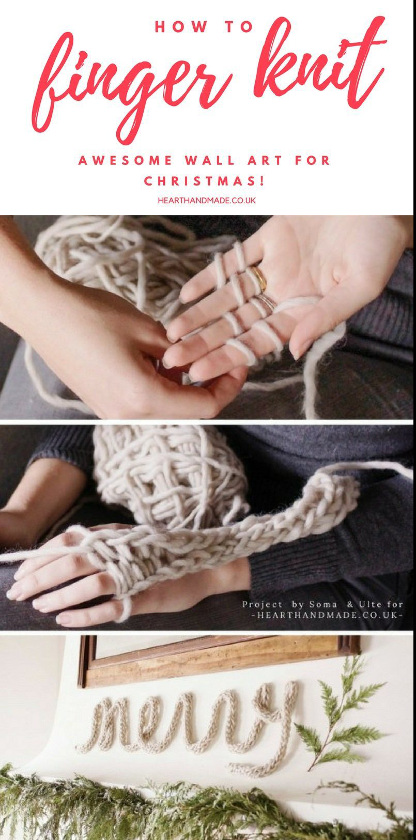 How to Finger Knit Wall Art for Christmas