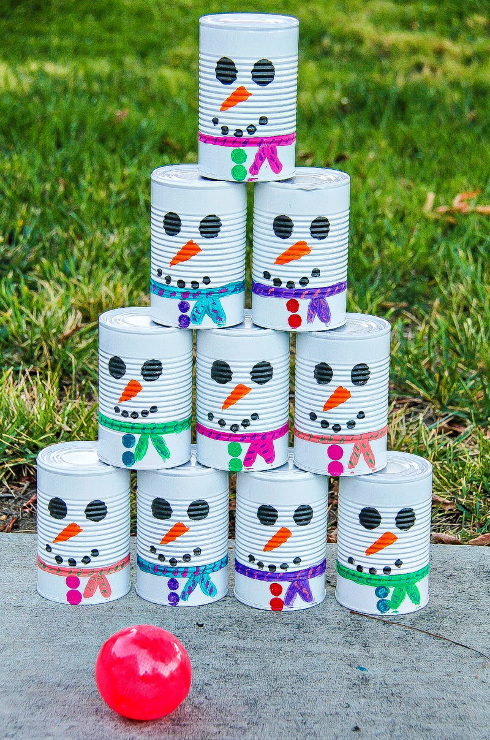 DIY Snowman Tin Can Toss