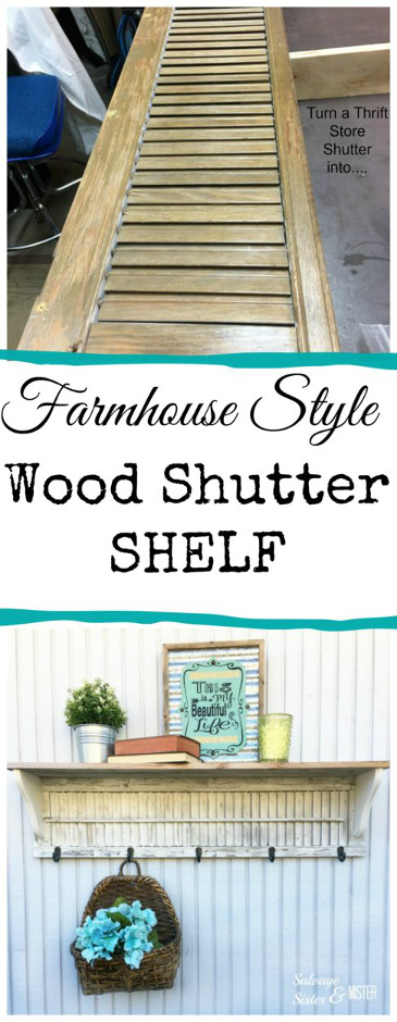 DIY Wood Shutter Shelf