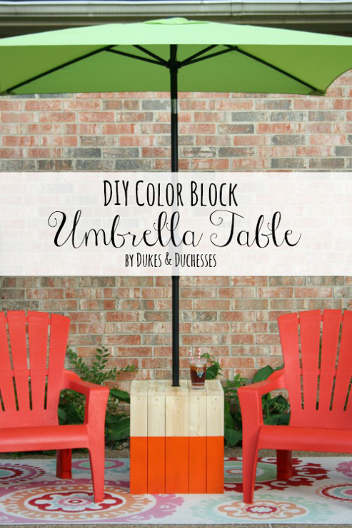 DIY Color Block Umbrella Table