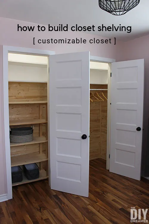 How to build closet shelving. DIY Customizable Closet with plank walls. DIY closet makeover.