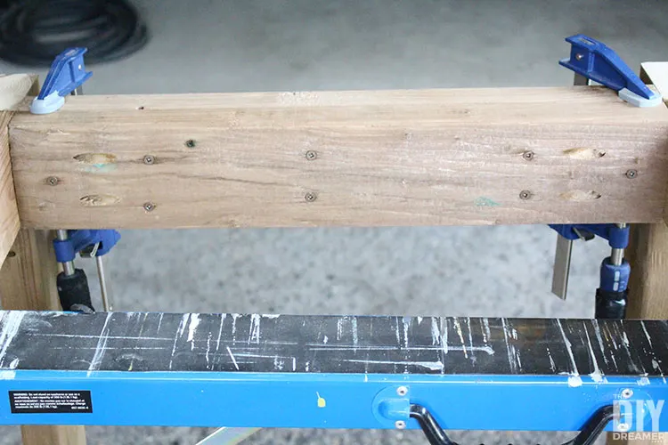 Decking screws to attach the legs to the table frame.