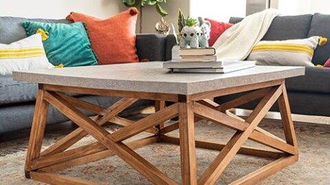 DIY Square coffee table with angled legs