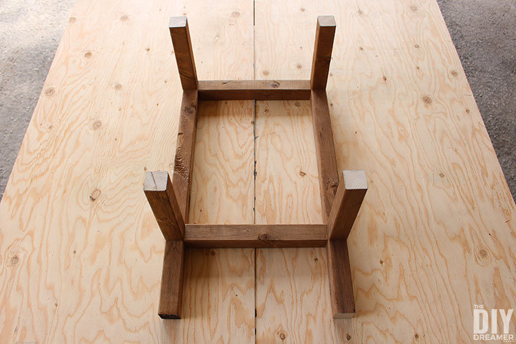 Frame with wood pieces at intersections