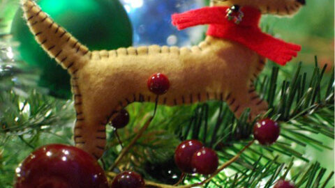 Dachshund felt ornament.