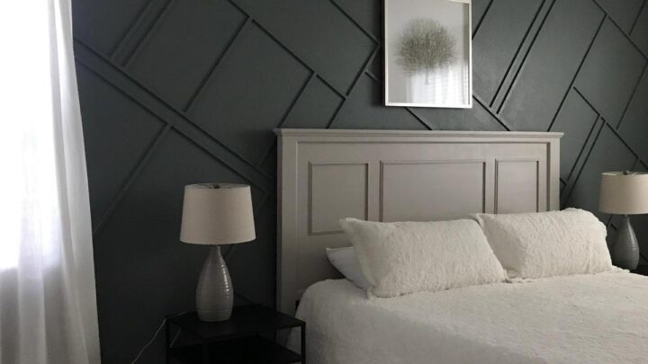 Geometric accent bedroom wall.