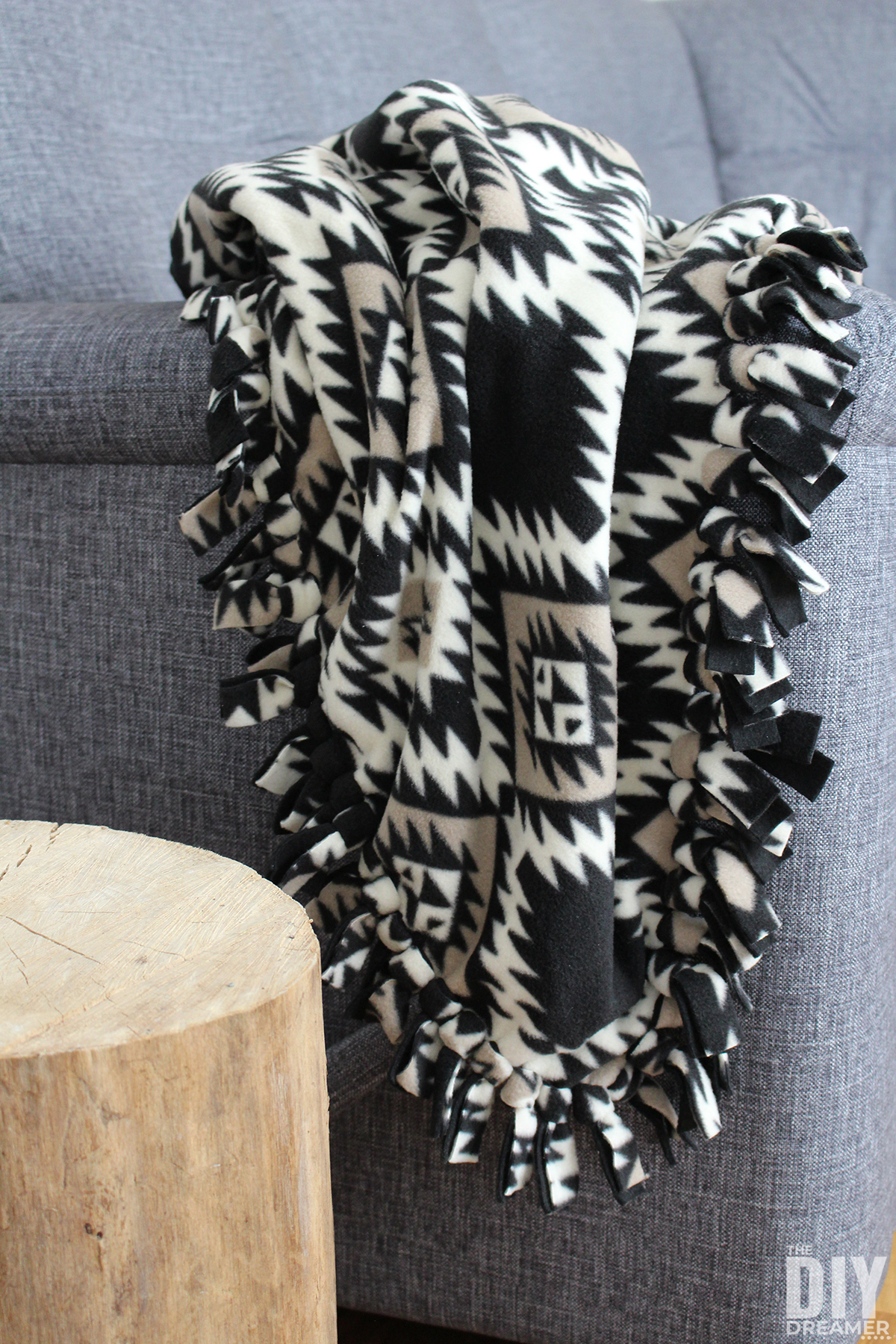 Fringe How To Make A Knotted Fleece Blanket No-Sew DIY Double