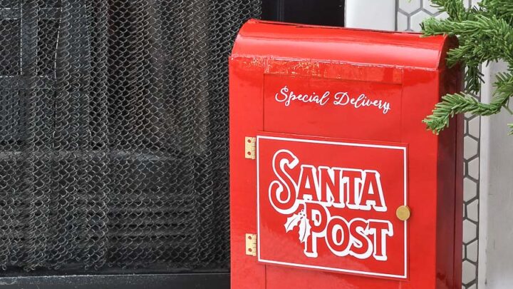Santa mailbox from a cereal box.