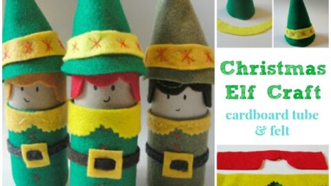 Christmas Elf made of cardboard tube.